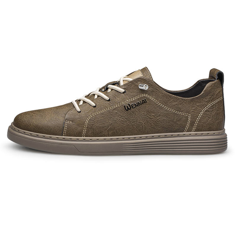 WENNAI Cow Leather Casual Shoes Men's Light Brown