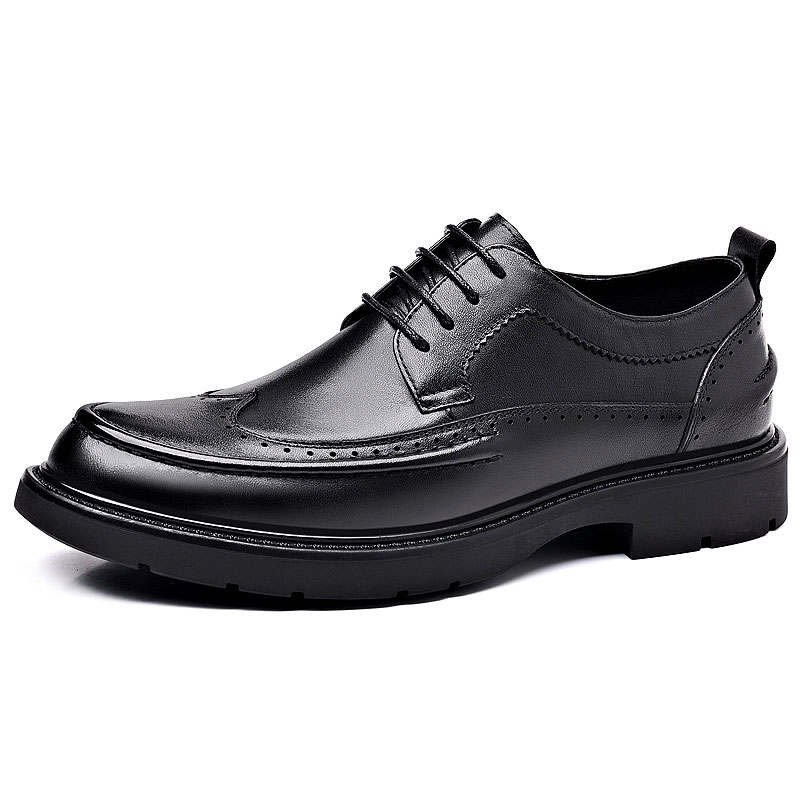 KAQIAODI Cow Split Leather Casual Shoes Men's Black