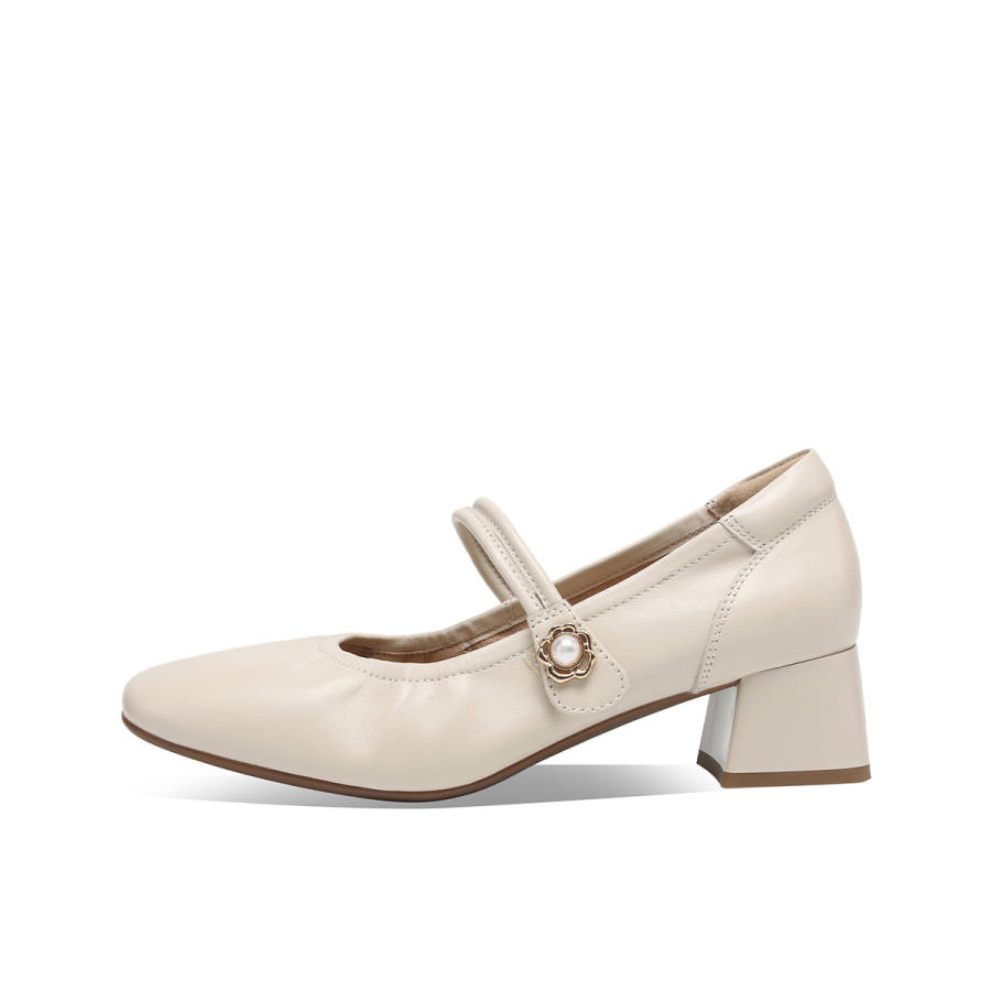 BOERDIQI Sheepskin Chunky Heel Mary Jane Shoes Women's