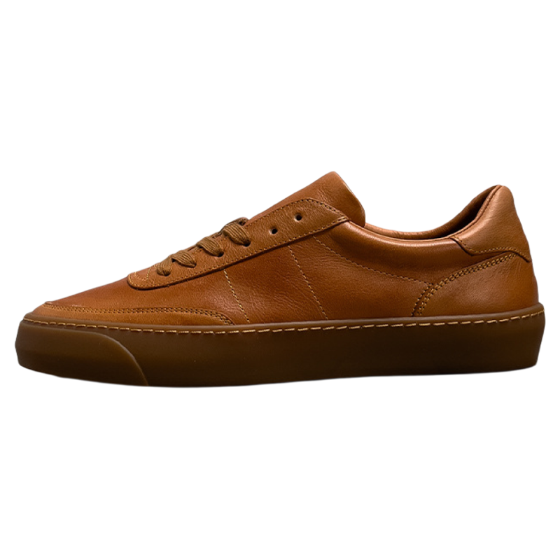 GEWEILUO Top Grain Cow Leather Low top Skateboard Shoes Men's Brown