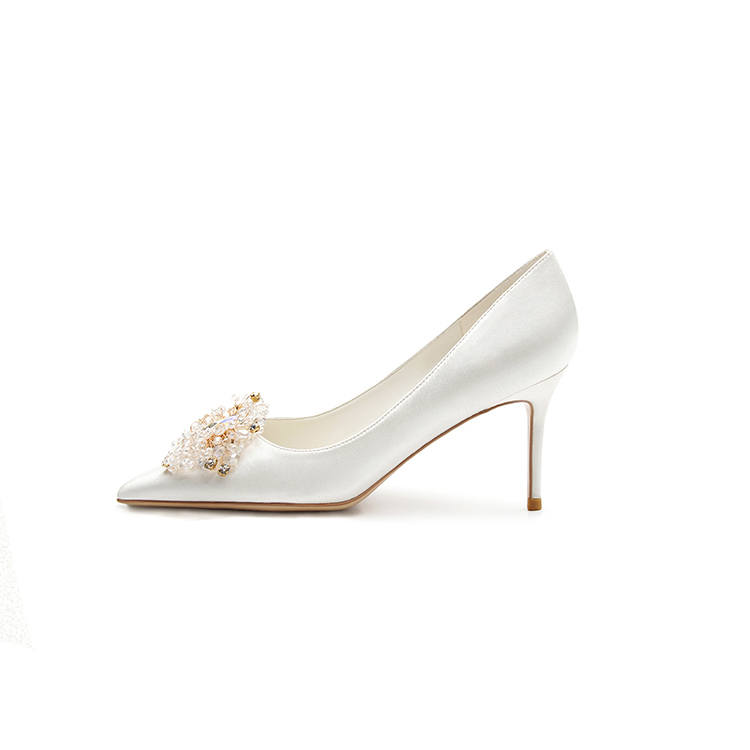 Xingdiman Pu Slim Heel High Heels 7cm Women's White