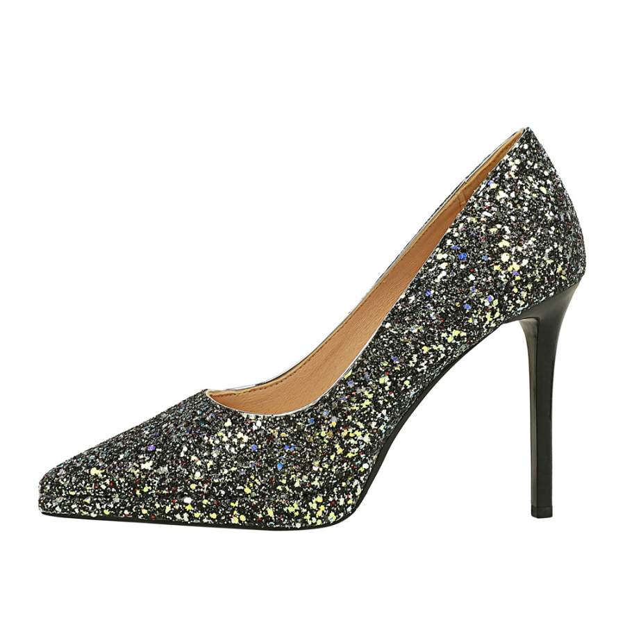 QITUMAUL Patent Leather Slim Heel High Heels 11cm Women's