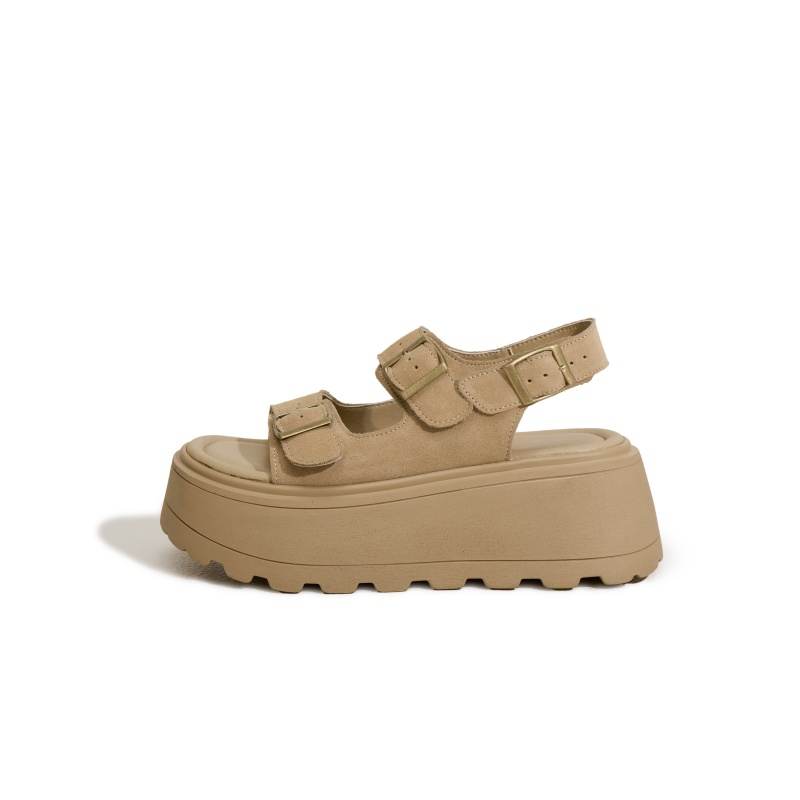 MILANLIANGE Cow Suede One Strap Sandals 7cm Women's