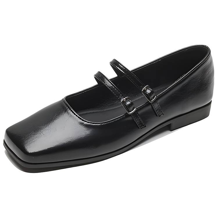 WEISHIBANGWEI Microfiber Leather Mary Jane Shoes Women's Black