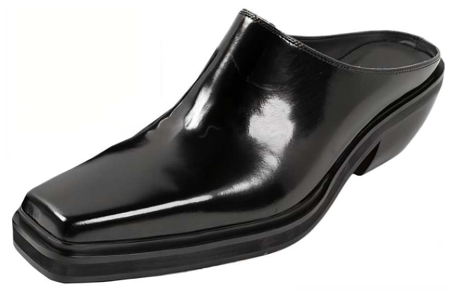 CROQUIS Cow Leather Closed Toe Slippers Men's Black