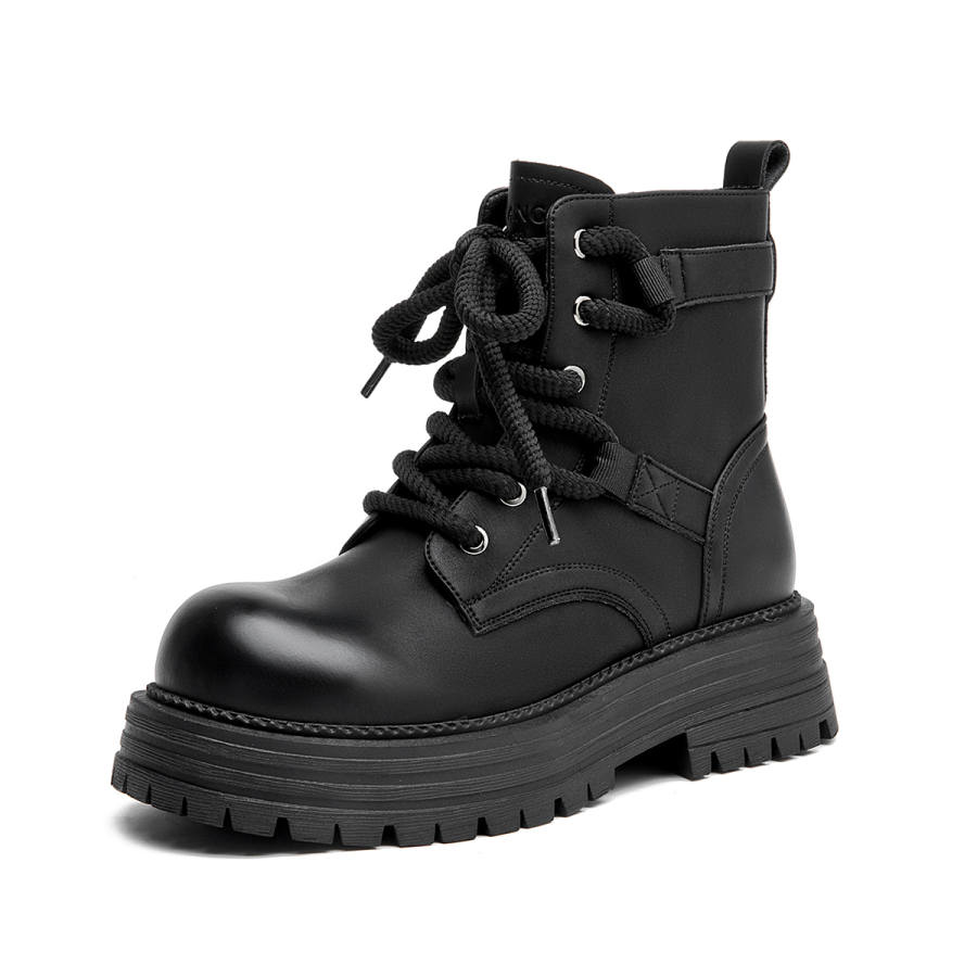 AOKANG AOKANG Short Combat Boots 4.5cm Women's Black