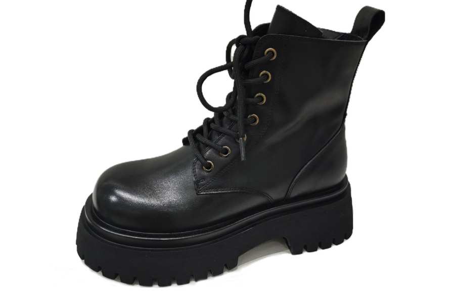 BOERDIQI Top Grain Cow Leather 13.5cm Combat Boots 7.6cm Women's