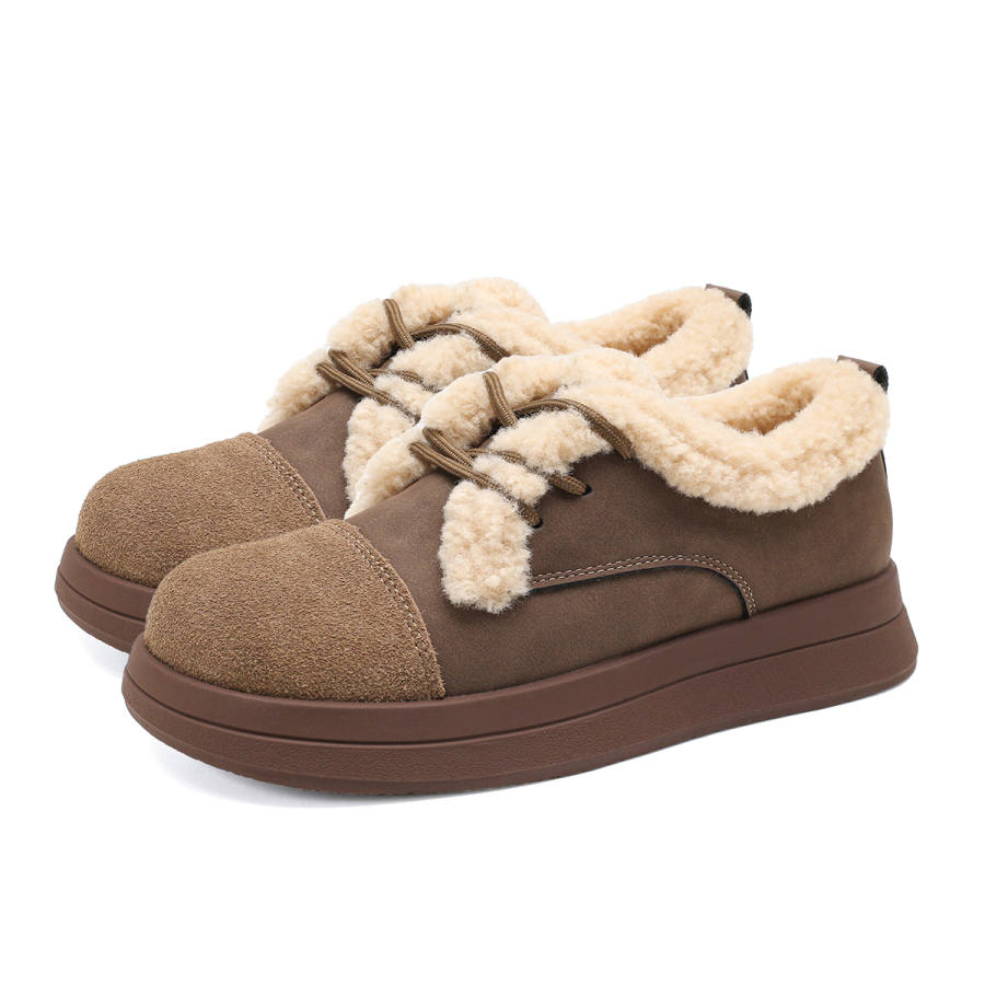 FOXER Cow Split Leather Casual Shoes Women's Khaki