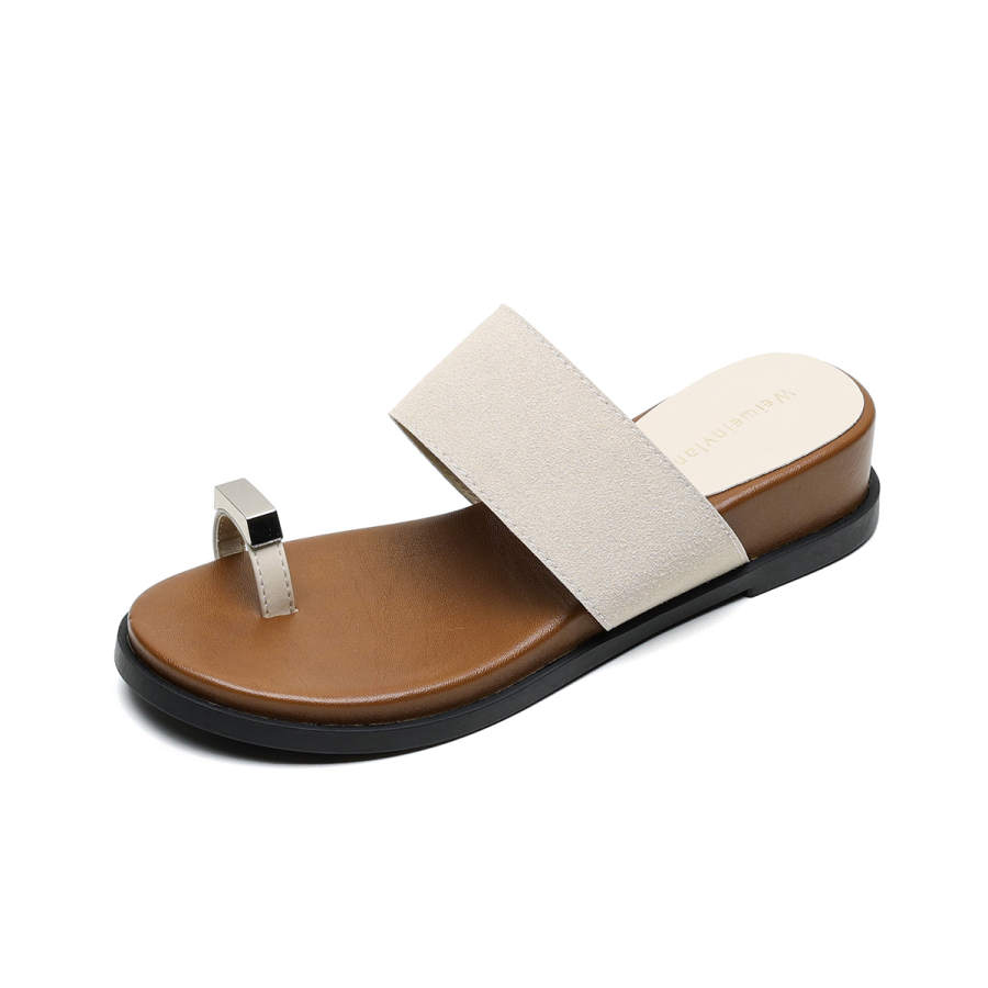 QITUMAUL Microfiber Leather One Strap Sandals Women's