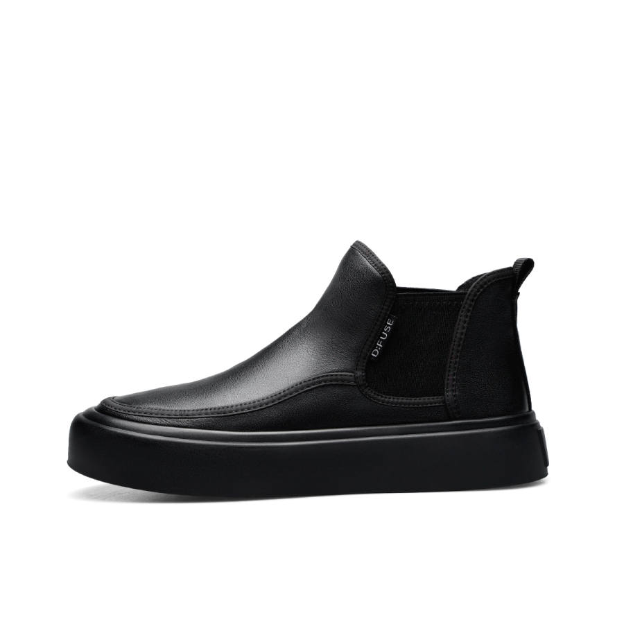 D:FUSE SCANDINAVIA D FUSE SCANDINAVIA Cow Leather Trendy Versatile Thickened And Fleece Lined Chelsea Boots Men's Black