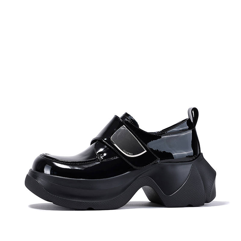 BELLALILY Cow Leather Casual Shoes 6CM Women's Black