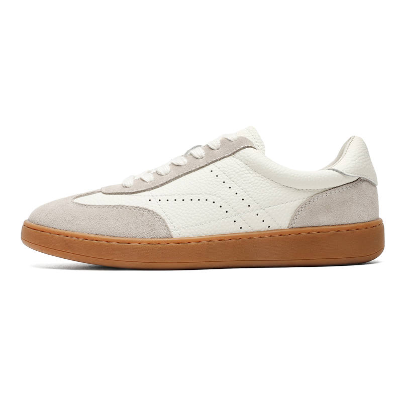 NIANZOUSUO Cow Suede Slip Resistant Low top Skateboard Shoes Men's Beige