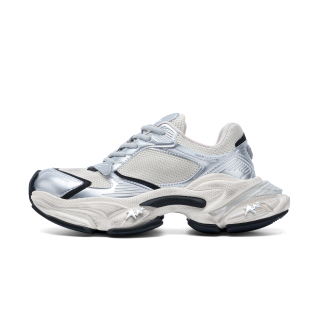 COLOUR WRITE Mesh Low top Chunky Sneakers Men's White/Silver Color