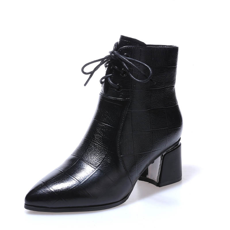 Devanro Devanro Top Grain Cow Leather Ankle Boots 5cm Women's