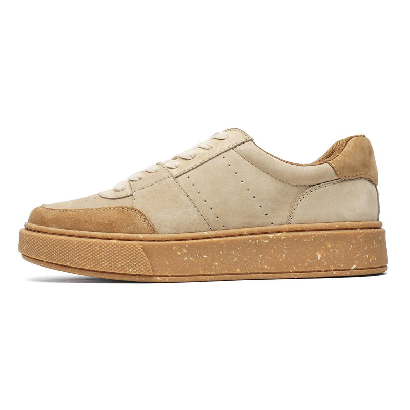 MINGYITU Pigskin Abrasion Resistant Breathable Abrasion Resistant Breathable Low top Skateboard Shoes Men's Apricot