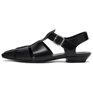 CINDY C ERIC Leather Roman Sandals 1.5cm Women's Black
