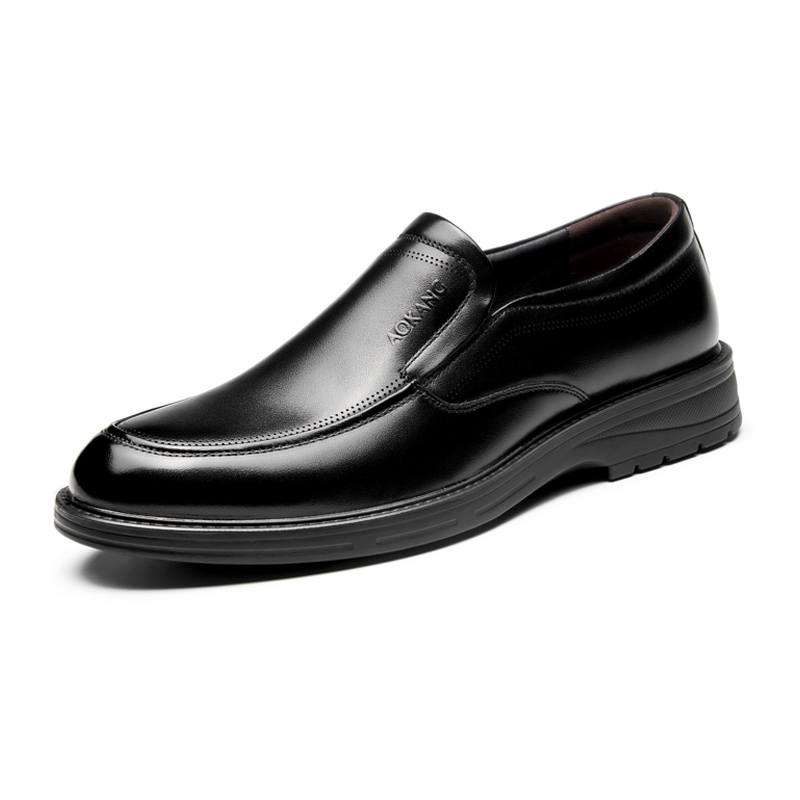 AOKANG Top Grain Cow Leather Men's Casual Shoes Men's Black