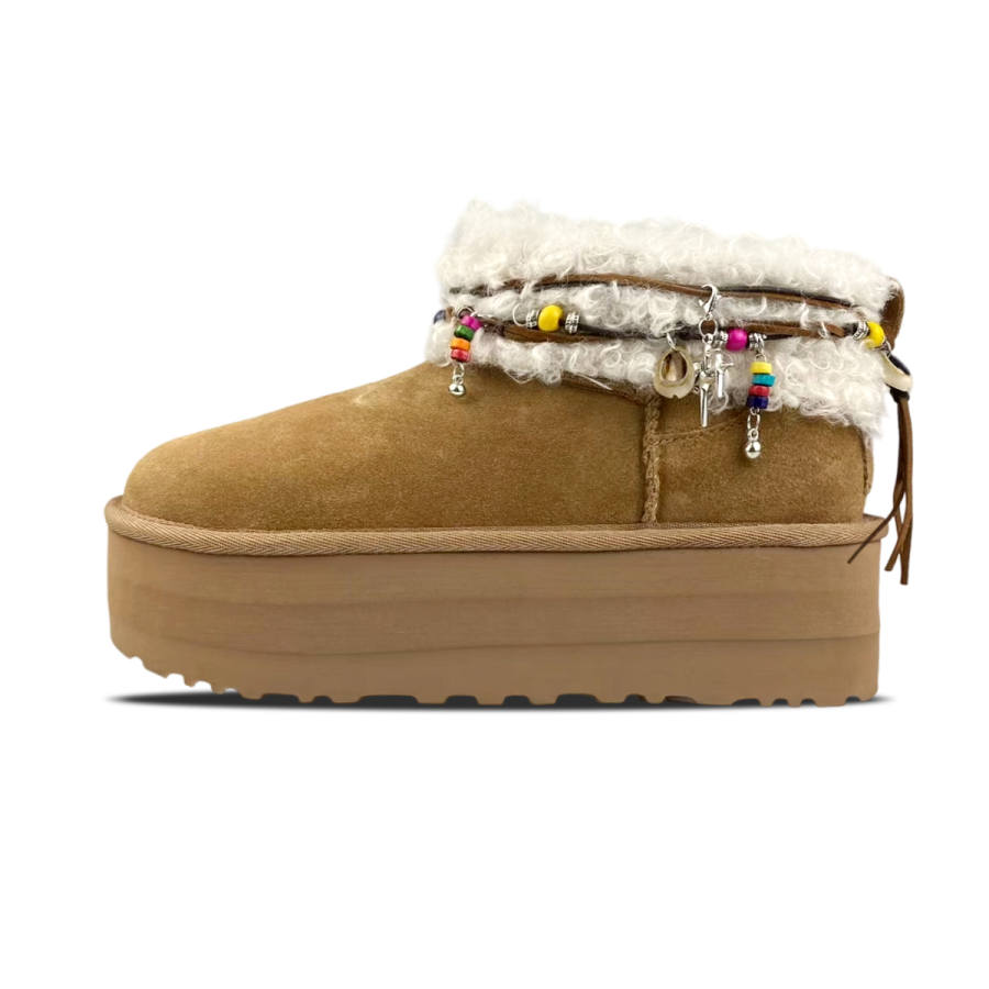 UGG UGG Cow Split Leather Thermal Short Snow Boots Women's Linen