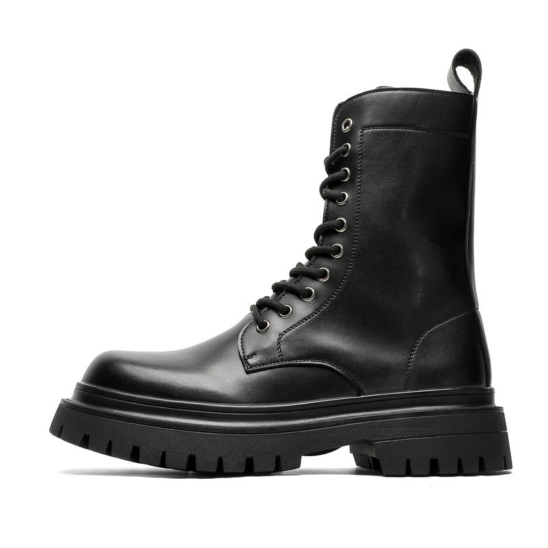 V05 V05 Microfiber Leather Crew Combat Boots Men's Black