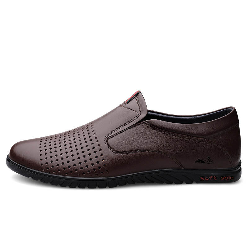 YINGLUNQISHI Cow Leather Casual Shoes Men's Brown