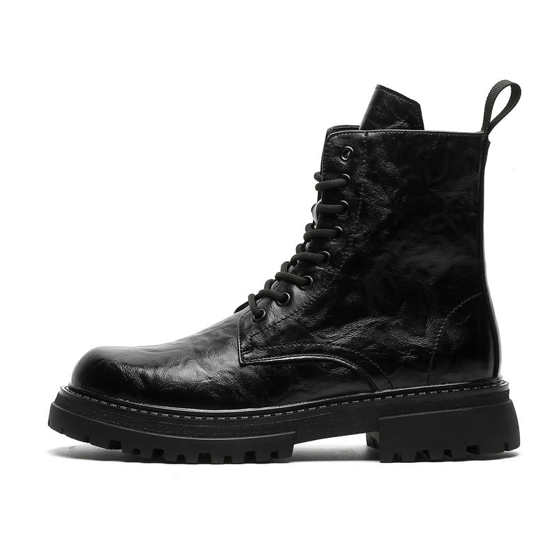 SHUPATE SHUPATE Microfiber Leather Short Mid Calf Combat Boots Men's