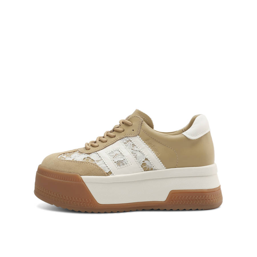 Rosa Bianca Cow Leather Low top Skateboard Shoes Women's Apricot
