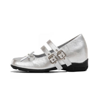 LAOMIAO Cow Leather Mary Jane Shoes Women's Silver