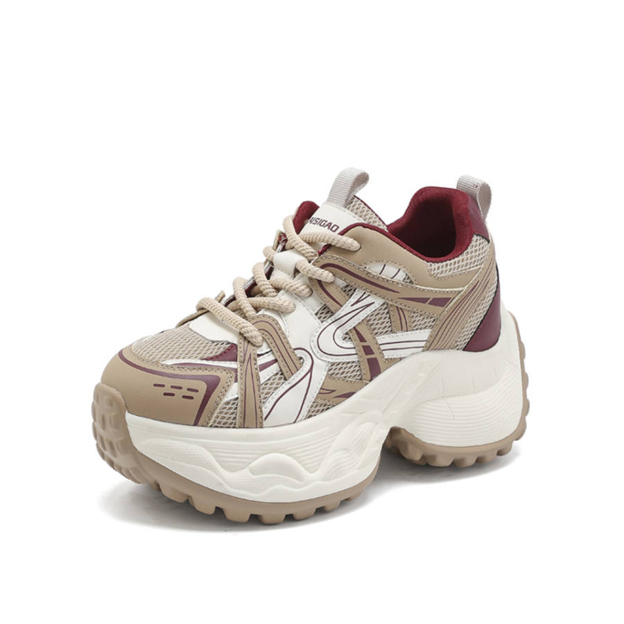 Lanza Niche Design Hidden Wedge Genuine Leather Petite Platform Casual Versatile Sports Cow Split Leather Low top