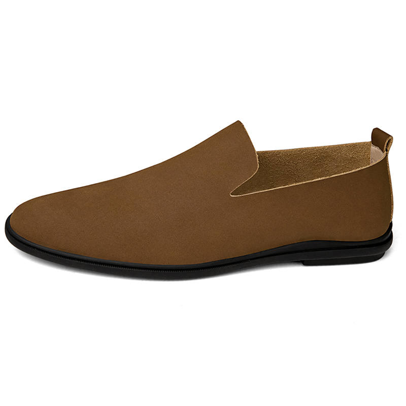 YINGLUNQISHI Top Grain Cow Leather Casual Shoes Men's Brown