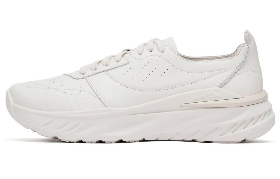 Clarks Cow Leather Breathable Cushioning Low top Casual Shoes Men's White