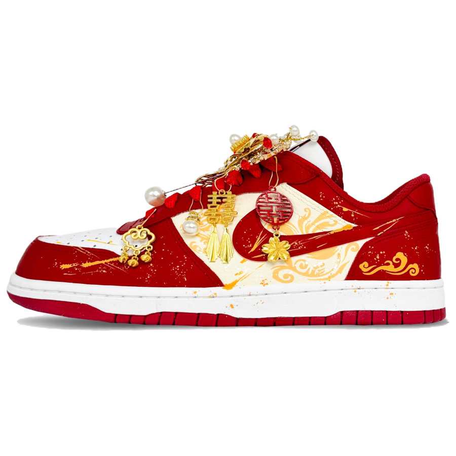 Nike Nike Big NIKE LOW Love Forever, Wedding Shoes, Chinese Style, Hand Drawn, Peony Casual Abrasion Resistant Breathable