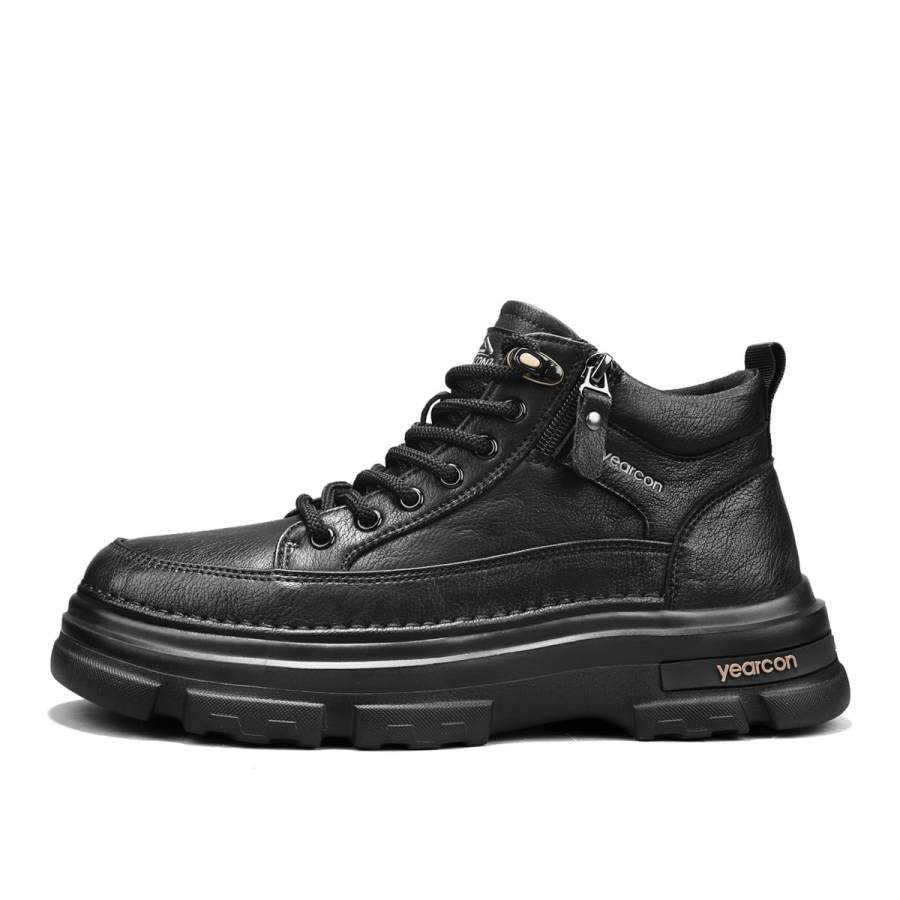 YEARCON Synthetic Leather Mid top Work Boots, Trendy Lifestyle Shoes, Platform Men's