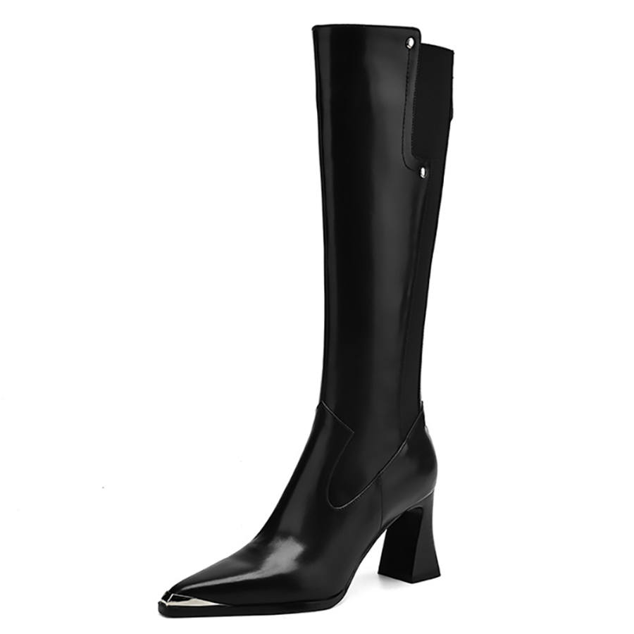 Devanro Devanro Top Grain Cow Leather Knee high Boots 7.5CM Women's