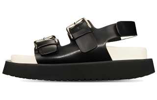 NEEDLE STUDIO Top Grain Cow Leather Fashion Sandal Women's Black White