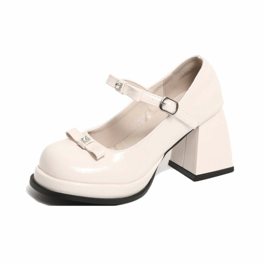 DANGLIANG Patent Leather Chunky Heel Mary Jane Shoes 8.5cm Women's