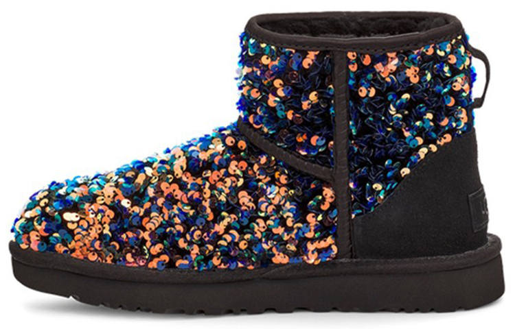 UGG UGG Classic Mini Stellar Sequin Snow Boots Black Women's