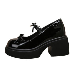Forest Princess Chunky Heel Mary Jane Shoes Women's Black