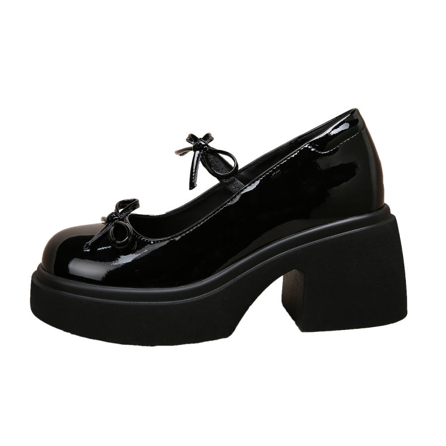 Forest Princess Chunky Heel Mary Jane Shoes Women's Black