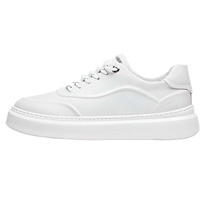 DAISHUTOU Cow Split Leather Abrasion Resistant Abrasion Resistant Low top Skateboard Shoes Men's White