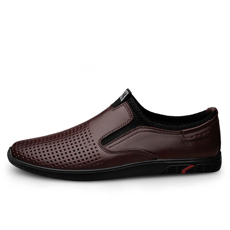 YINGLUNQISHI Top Grain Cow Leather Casual Shoes Men's Brown