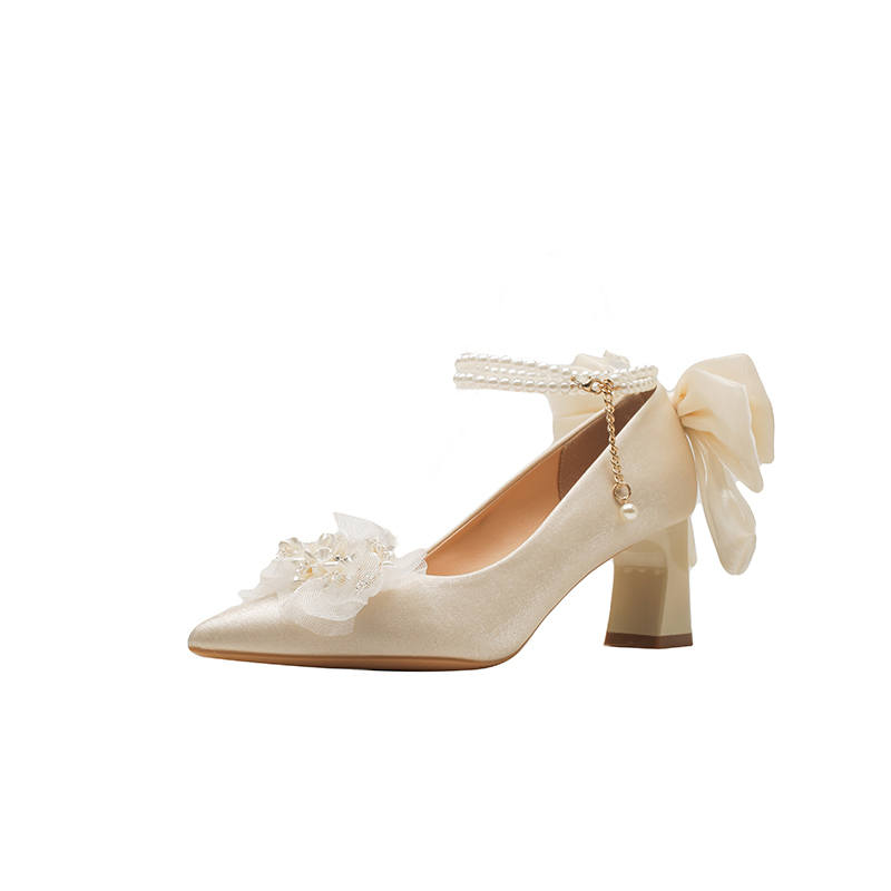 Zubumei Fabric High Heels Women's Apricot