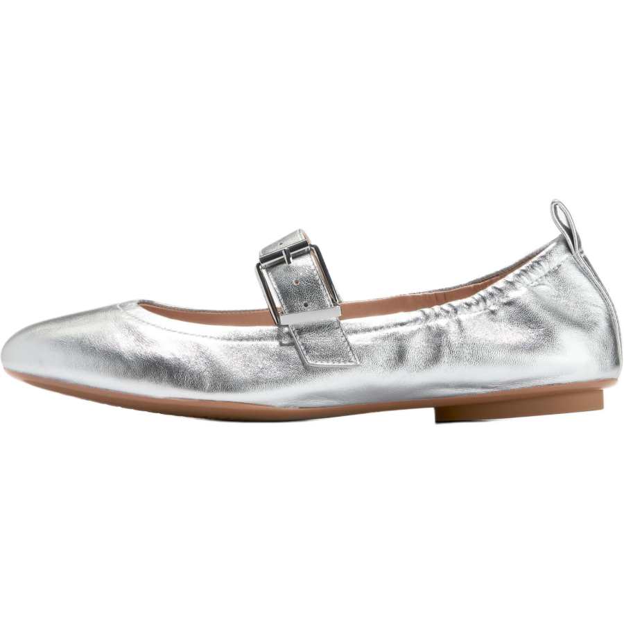 COLE HAAN Top Grain Cow Leather Mary Jane Shoes Women's Silver