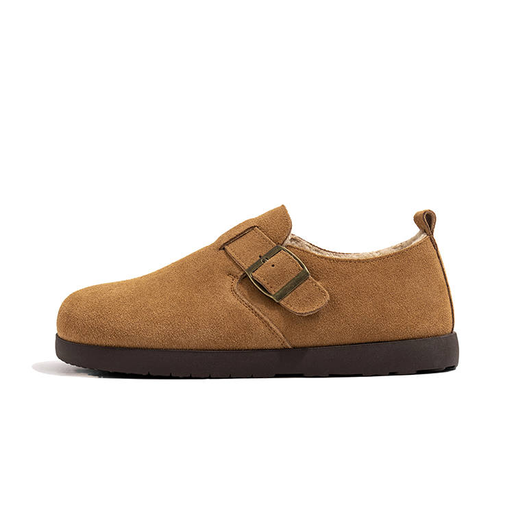 LAOMIAO Vintage Fully Enclosed Round Tip Flat, Fashion Slip on Fleece Lined Rubber Birkenstock Shoes Women's