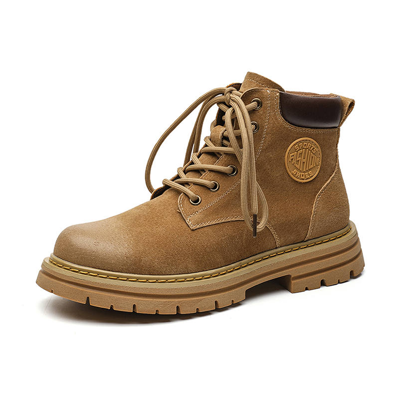PINYI PINYI Split Pig Leather Short Combat Boots Men's Khaki