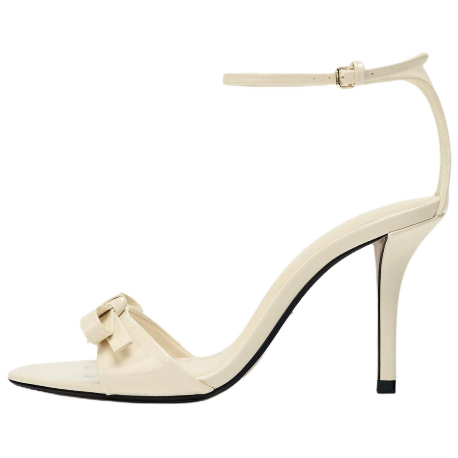 ZARA Pu One Strap Sandals 10cm Women's Ecru