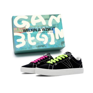WELKIN&WZWJ Synthetic Leather Low top Skateboard Shoes Unisex Black