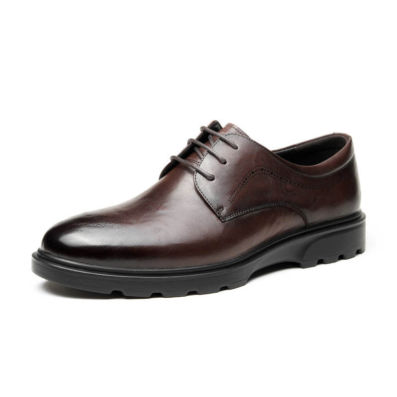 AOKANG Dress Shoes Men's Low Top Black/Dark Brown