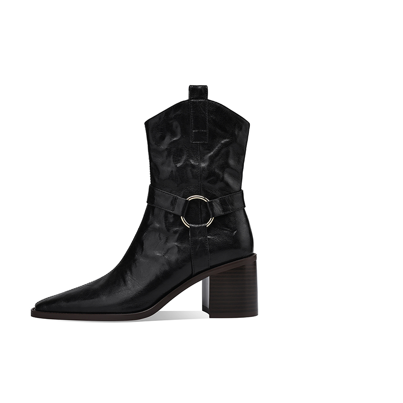 Rosa Bianca Sheepskin British Chunky Heel Premium Aesthetic Fleece Lined Ankle Boots 6.6cm Women's