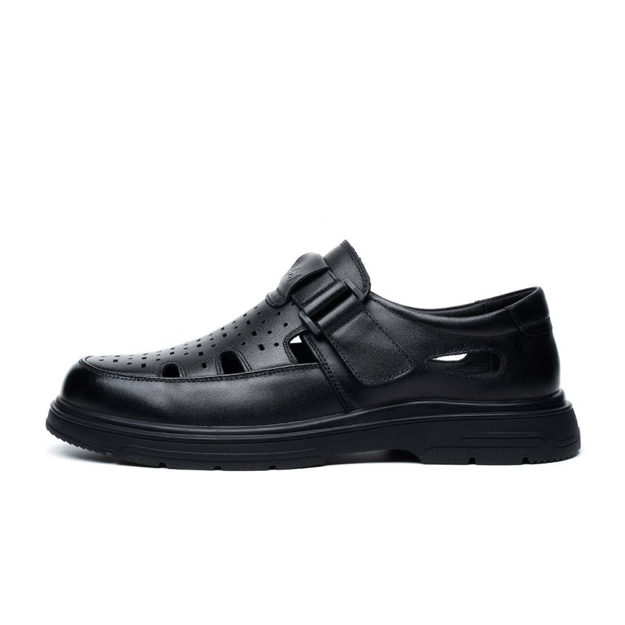 FED Top Grain Cow Leather Slip Resistant And Breathable Height Increasing River Trekking Shoes Men's Black