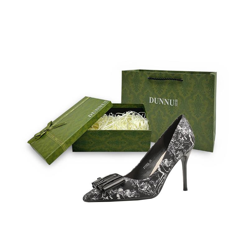 DUNNU Leather Slim Heel High Heels 9cm Women's